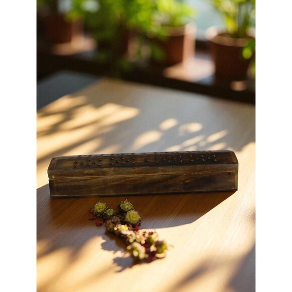 Wooden Incense Burner Box Holder Aromatherapy Cone Stick Storage Rustic Decor - Picture 2 of 11